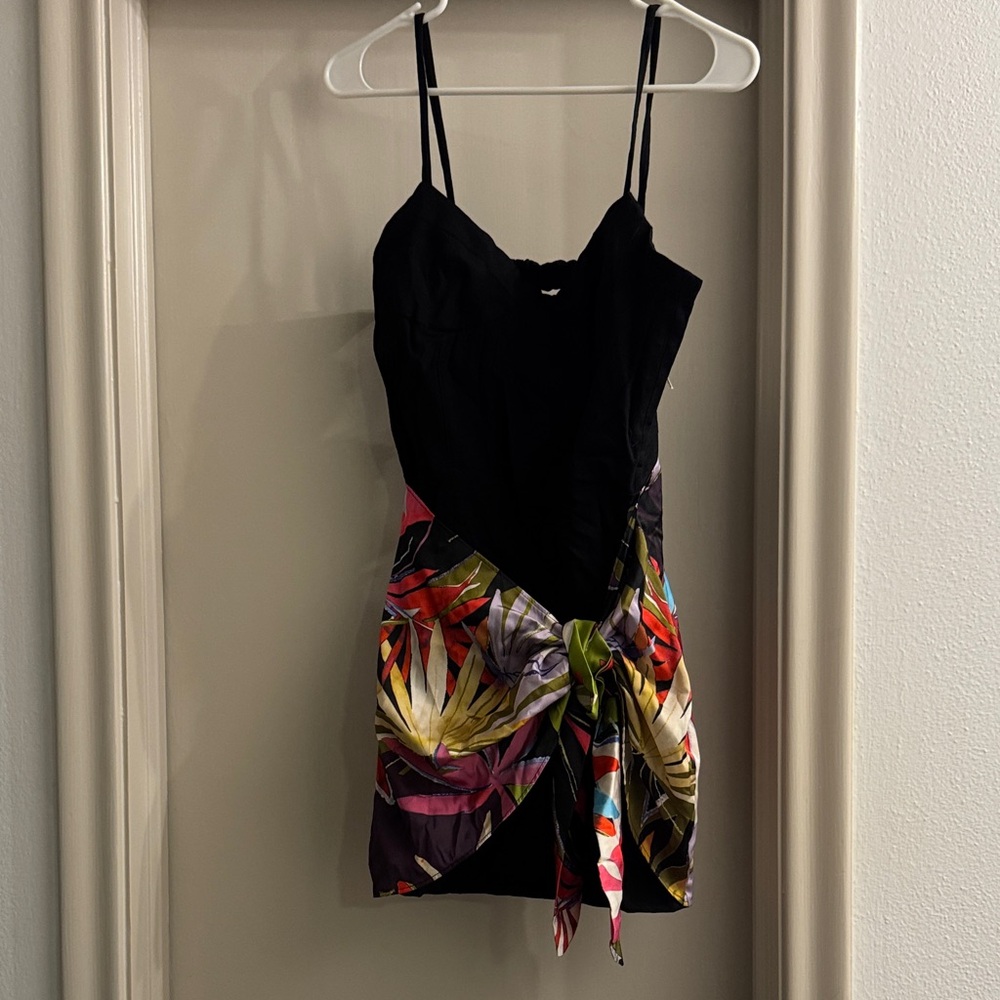 Zara Black and Vibrant Multicolor Mini Dress